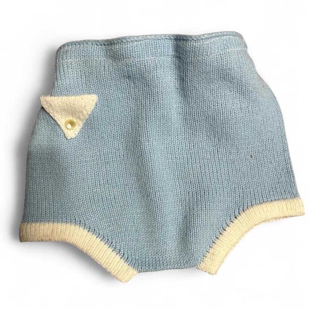 3-12 months Vintage handmade 70s knitted baby boys diaper cover